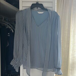 LC Lauren Conrad Blue Striped Blouse